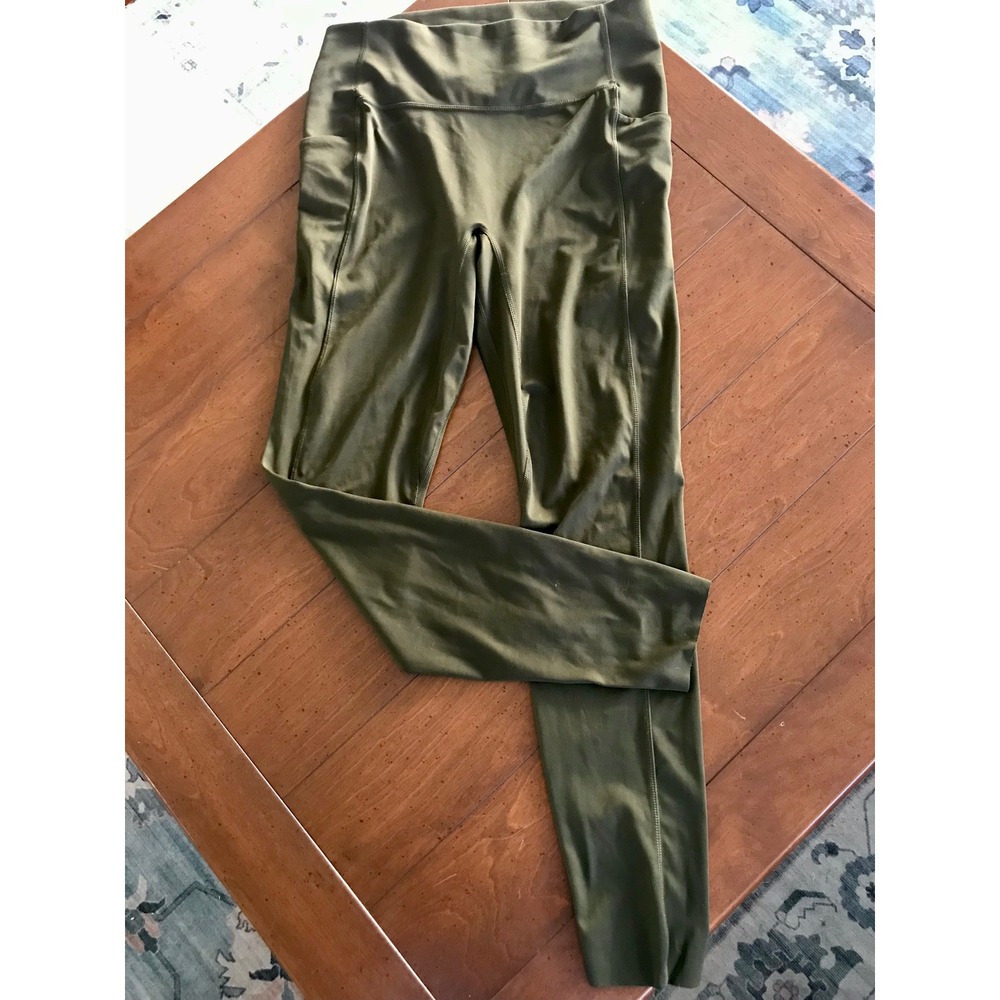 All in Motion Women Olive Green High Rise Side Pocket‎ Leggings Large L